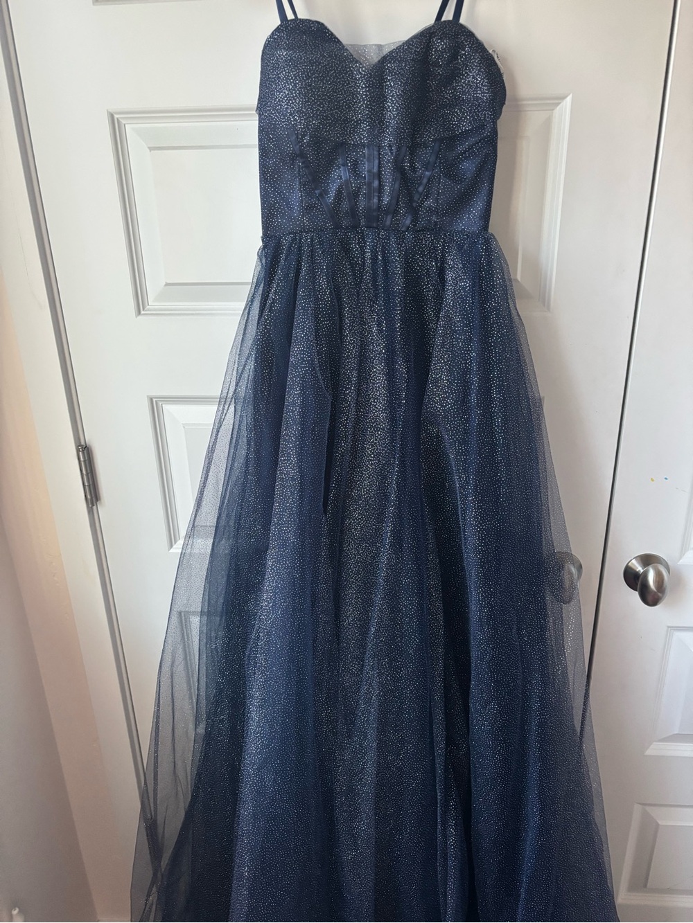Navy Sparkle Tulle Prom Dress